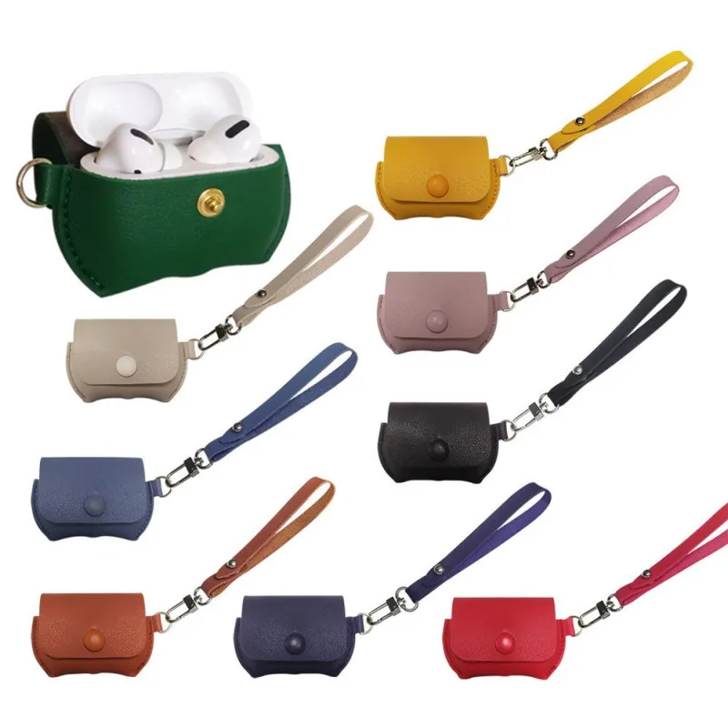 Защитный чехол Airpods Pro 3 однотонный кожаный для зарядного кабеля аксессуары