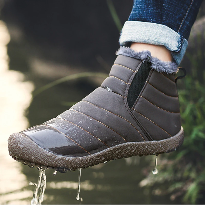 MRCAVE Winter Boots For Men Warm Fur Waterproof Anti-slip Shoes Plush Men's Ankle Snow Boot Keep Size 39-48 | Обувь