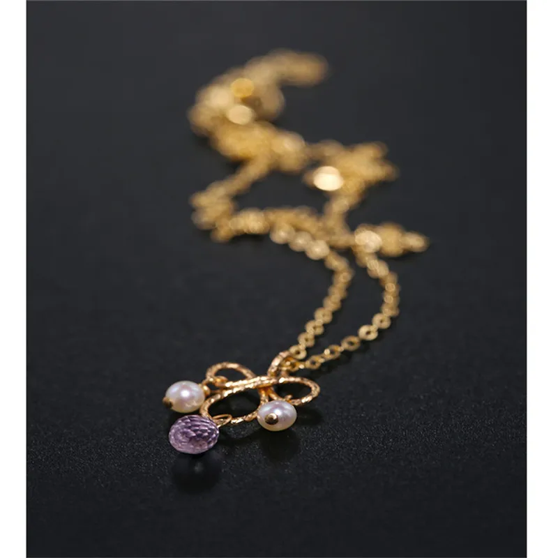 Ожерелье ручной работы DMBS017 ожерелье с граненым аметистом и натуральным