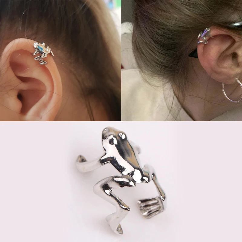 

2020 Fashion Frog Ear Cuffs Siliver Ear Cuff Clip Earrings For Women Earcuff No Piercing Fake Cartilage Earrings