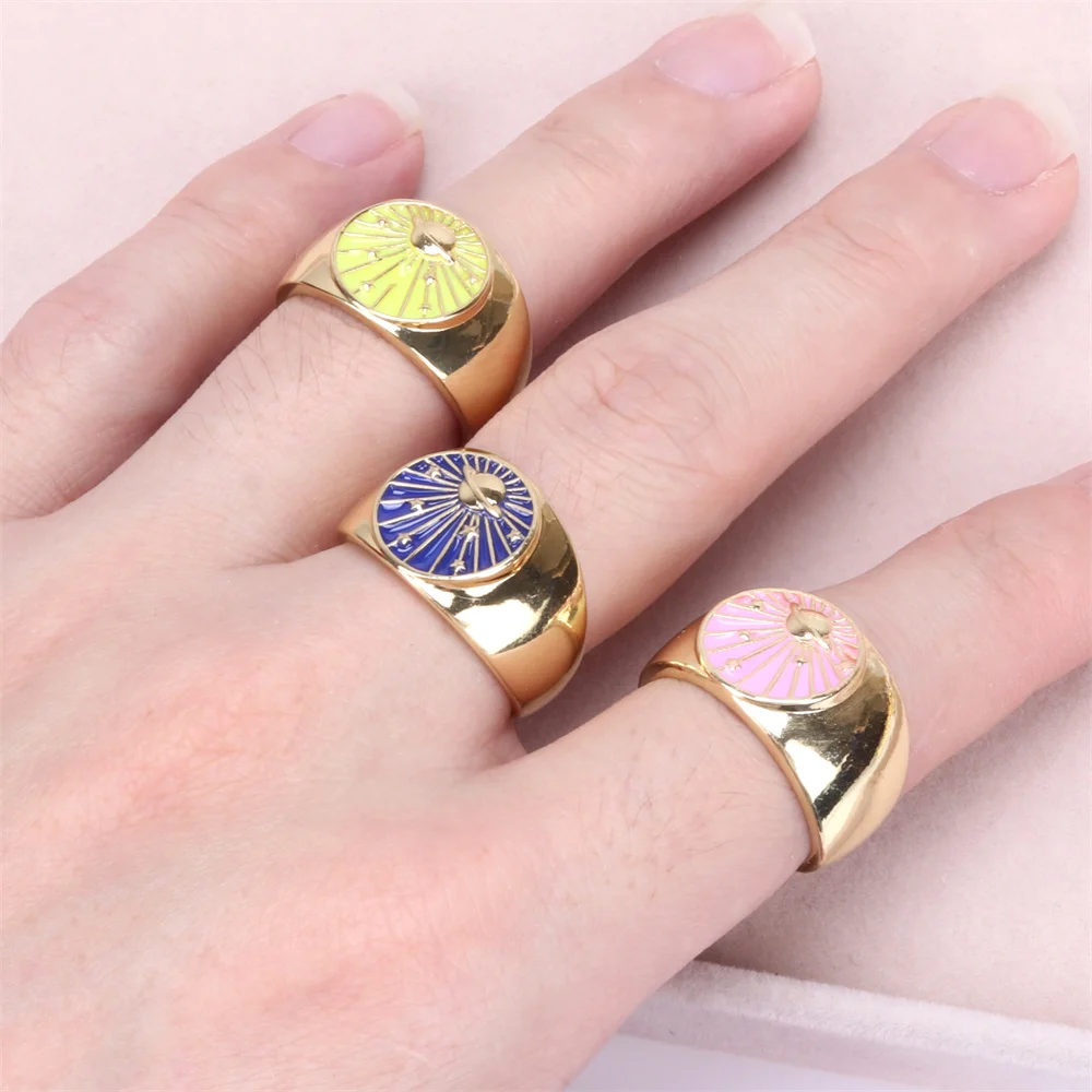 2023 Fashion Blue Planet Star Galaxy Rings Trendy For Women Personalized Open Adjustable Stars Moon Universe Jewelry - купить по
