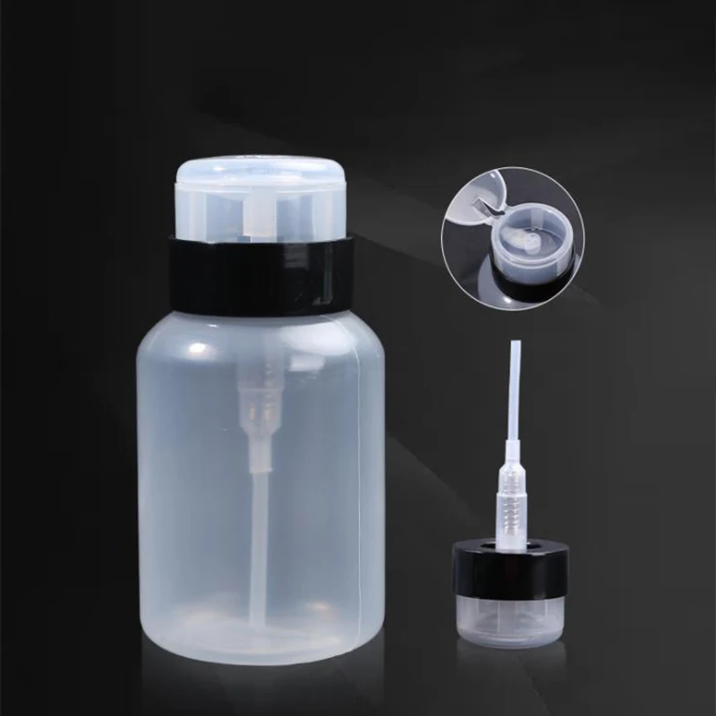 

250ml Empty Plastic Nail Polish Remover Alcohol Liquid containers Press Pumping Dispenser Bottle for Nail Art UV Gel Cleaner