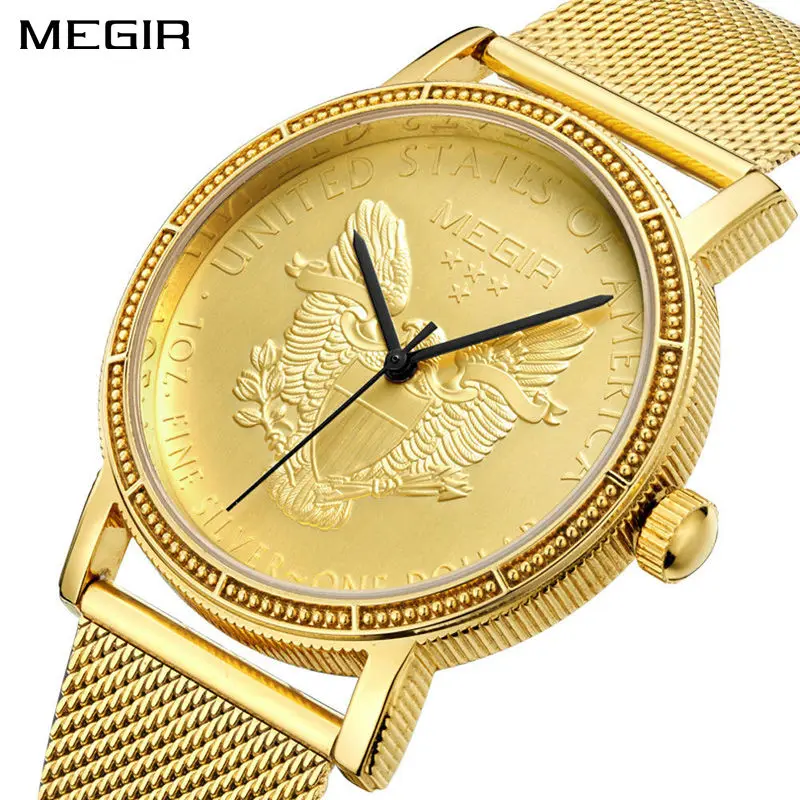 

Megir Fashion Top Brand Quartz Men Watch Luxury Gold Color Wrist Clock Staninless Steel Relogio Masculino 2032 Xfcs