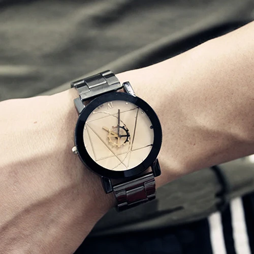 

Fashion Men Women Couple Watch Lover Compass Hands Stainless Steel Band Analog Quartz Wrist Watch paired Watch Ladies Dress Watc