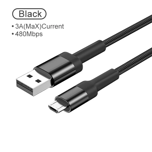 Black OREY 3A Micro USB кабель для быстрой зарядки для samsung S9 USB кабель для Xiaomi Redmi Note 7 зарядный кабель USB кабель для передачи данных - Цвет: Black