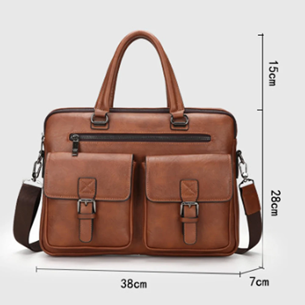 Мужской портфель из спилка на молнии черный деловой полиэстера с двумя вшивными