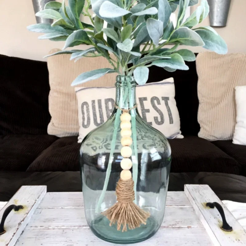 Деревянная гирлянда из бисера с джутовыми кисточками ручной работы молитвенные