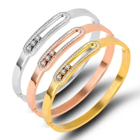 hot sale good price luxury cubic zirconia bangles stainless steel bracelets bangles for women gold bracelets wholesale bijoux