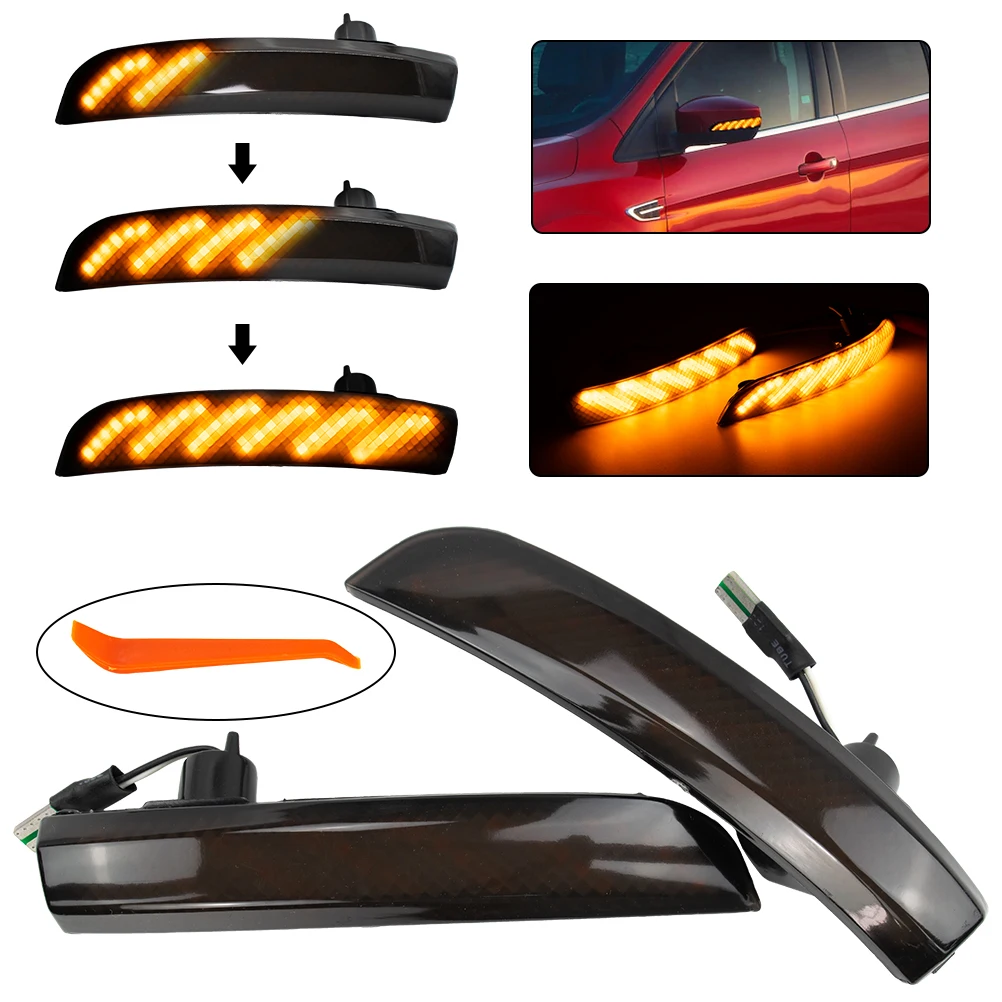 

2x LED Dynamic Turn Signal Light Side Mirror Indicator Sequential Blinker Lamp For Ford Focus 3 MK3 Kuga Escape EcoSport C-Max