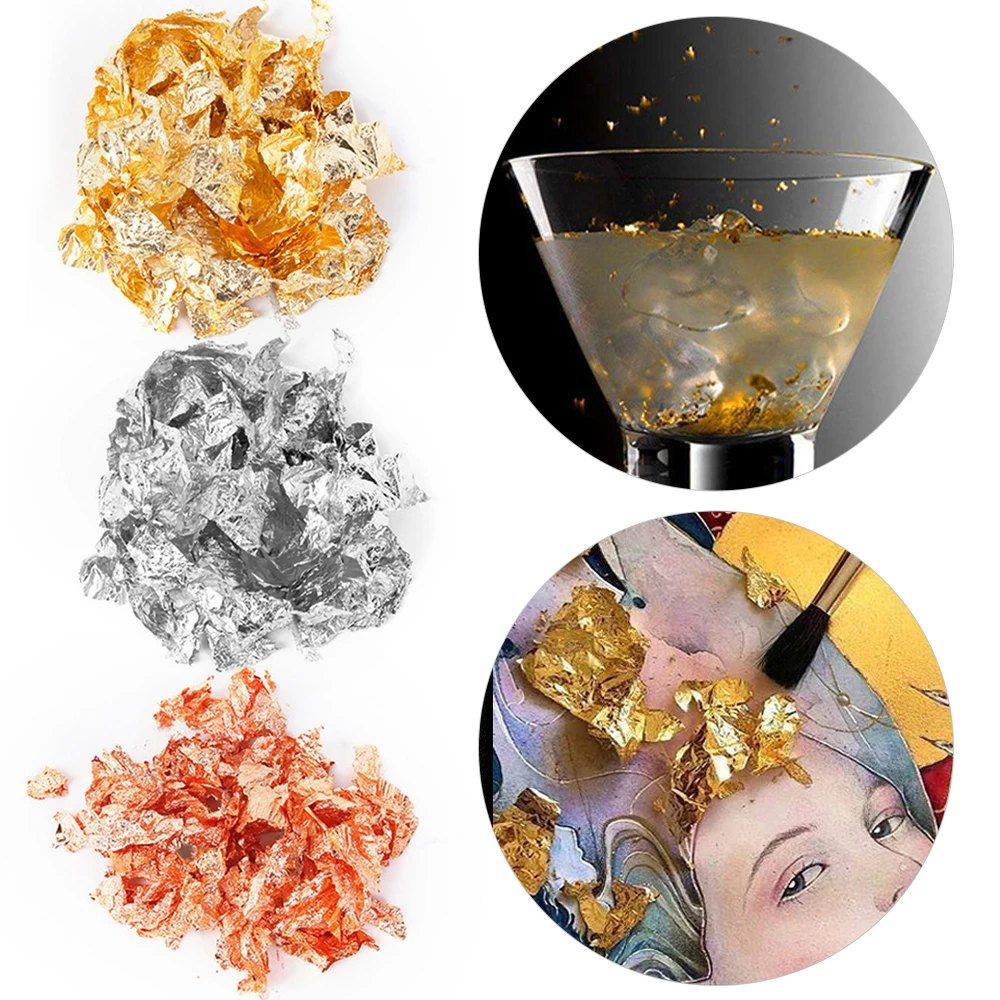 

3 PCS Gold Silver Copper DIY Nail Foil Glitter Mixed Sequin Champagne Confetti Manicure Stickers Art Flakes Paillette Nail Decor