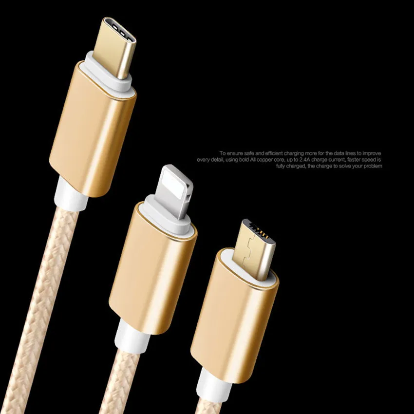 3 в 1 быстрое зарядное устройство 2 А Usb кабель для зарядки длинный Tipe c Kabel Type Micro USB