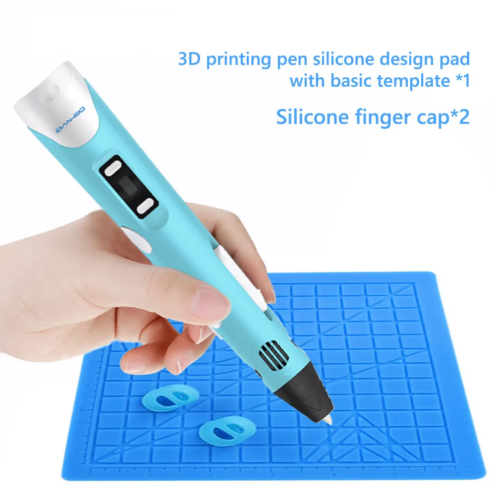 3d-ручка с силиконовым ковриком и 2 силиконовыми насадками для пальцев |