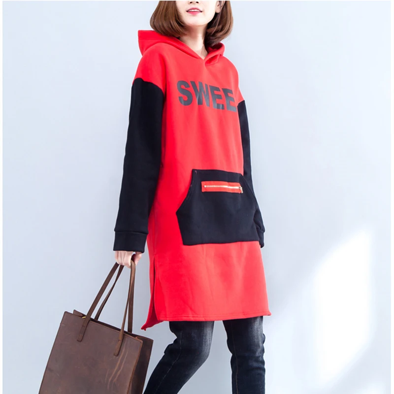 

Letter Size woman Plus pattern gules Sweatshirts new Autumn and Winter Women Long Sleeved thickening Letter Print Hoodies