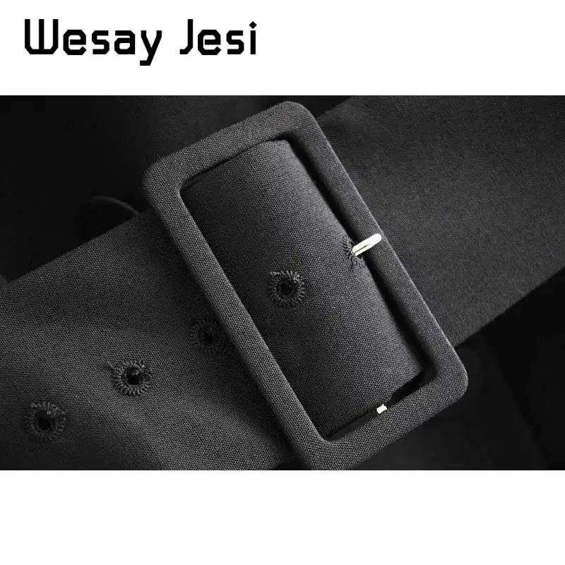 Женский офисный блейзер с длинным рукавом повседневный поясом на осень и зиму