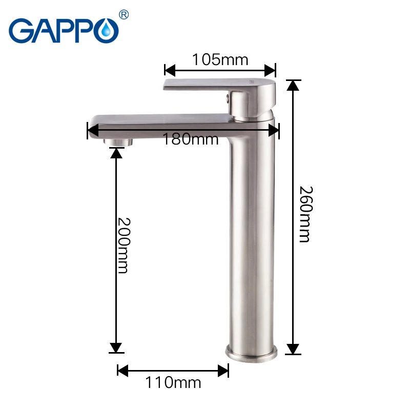 Смеситель для раковины GAPPO кран из нержавеющей стали водопад ванной