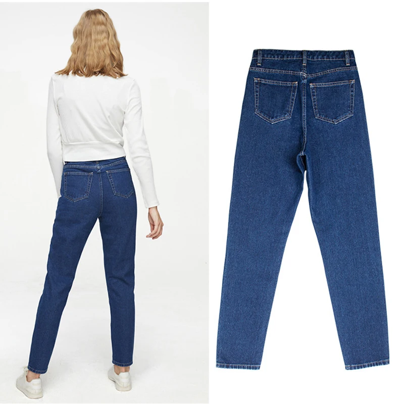 Women's jeans dark blue high-waist denim trousers DSQBRAND luxury women's loose casual pants fashion golden classic street style