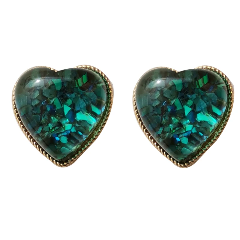 

Mihan Trendy Jewelry Heart Earrings Popular Style Sweet Korean Temperament Love Green Resin Earrings For Girl Lady Party Gifts