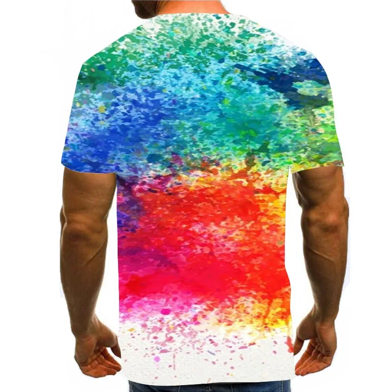 

Men's Graphic T Shirts 3D Print Shirt Summer Tees Colorful Pigment Pattern Tops Rainbow