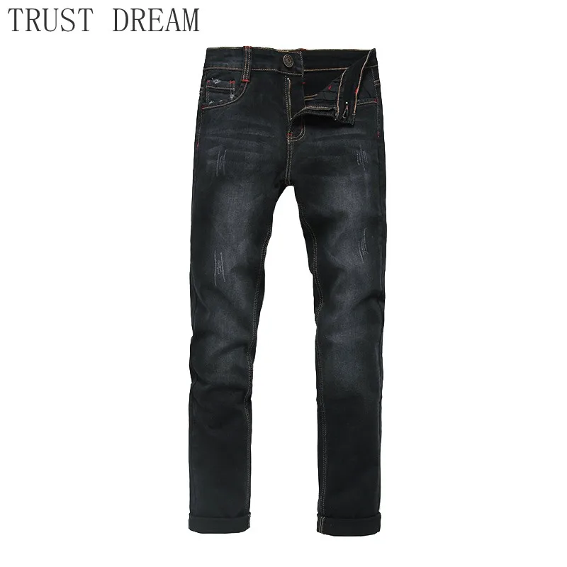 

2020 Fall Winter Jeans for Men Straight Black Blue Slim Male Casual Scratched Denim Pants Mens pantalon Quality Classic Clothing