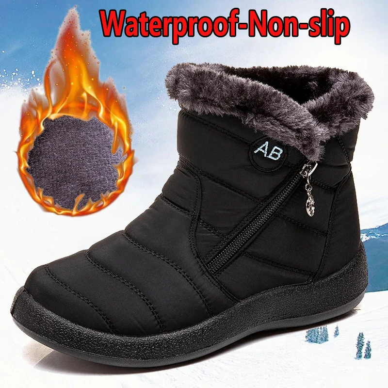 

Women's ankle boots warm Snow Fur boots Winter Shoes For Women Waterproof Padded boots Footwear botas Mujer bottines Size44