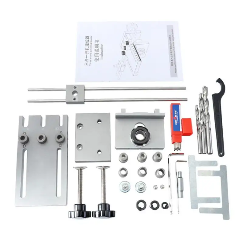 

Three In One Hole Locator Woodworking Punch Wood Tenon Board Drilling Jig Diy Woodworking Tools
