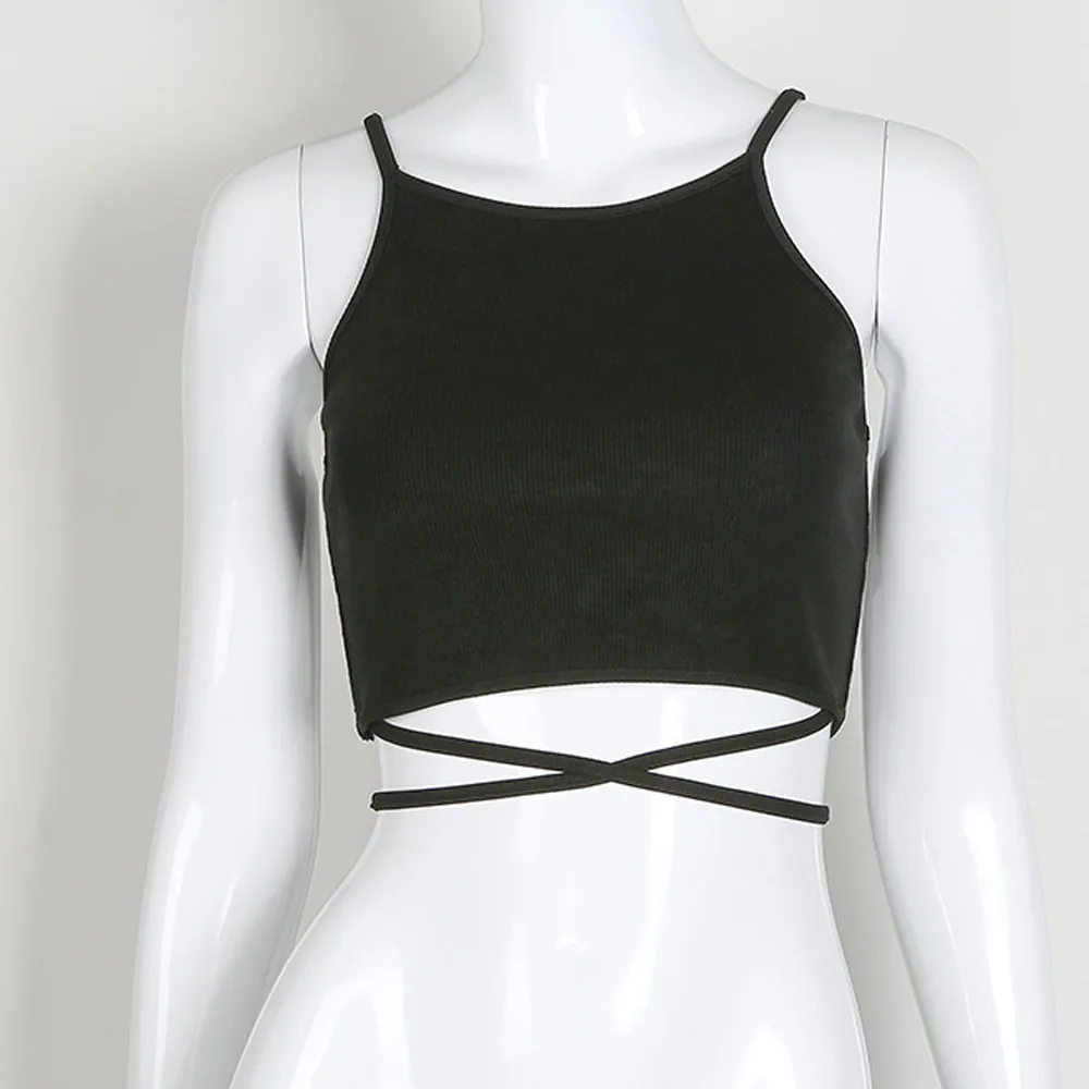 

Womens Corset Sexy Bandage Sleeveless Tank Crop Tops Vest Blouse T-shirt Women's Clothing Black Top Aesthetic Clothing Crop Top
