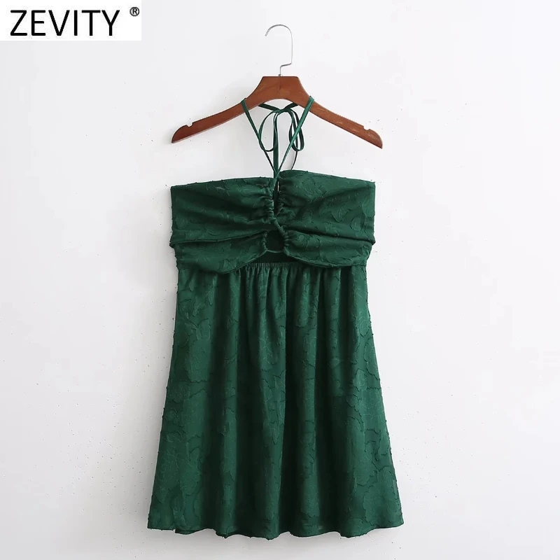 

Новинка от ZEVITY, женское платье в стиле High Street с цветочным вырезом, с запахом на груди, с лямкой на шее, женское шикарное эластичное мини-плать...