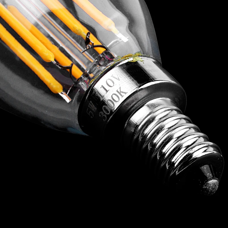 

Dimmable E12 6W COB Candle Flame Filament LED Light Bulb Lamp 10*3.5cm