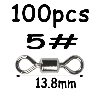 100pcs size 5 100 шт. черный 8 Форма Вращающийся шарнир для рыбалки поворотный крюк с защелкой соединитель двойное твердое кольцо рыболовный аксессуар Клеммная Снасть - Цвет: 100pcs size 5