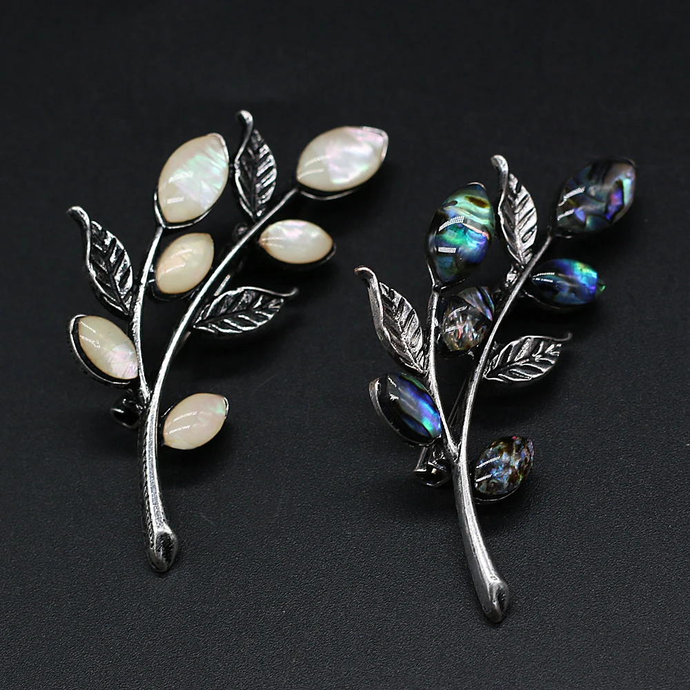 Hot Selling Natural Shell Alloy Pendant Leaf Shape White Abalone DIY Bracelet Necklace Jewelry Accessories 22x55mm | Украшения и