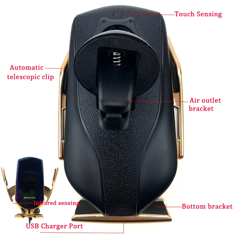 Qi быстрая Беспроводная зарядная станция 10 Вт R1 автоматическое зажимное