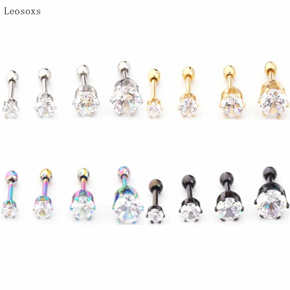 

Leosoxs 2pcs New Simple Six-claw Round Zircon Ear Bone Nails, Exquisite Piercing Jewelry