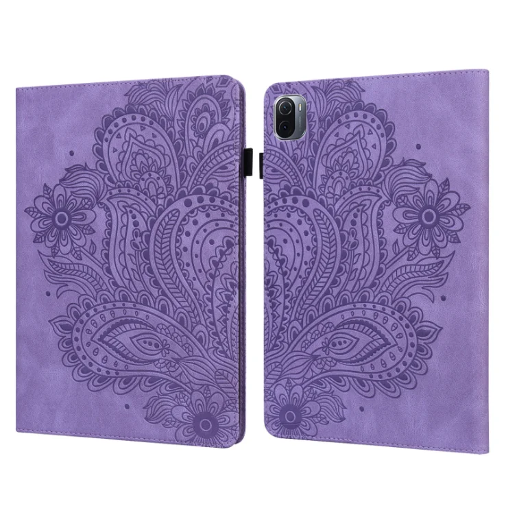 

For Xiaomi Pad 5 / Pad 5 Pro 11 Inch 2021 Ultra Thin Pen Holder Flip PU Leather Peacock Pattern Cover Case with Card Holder
