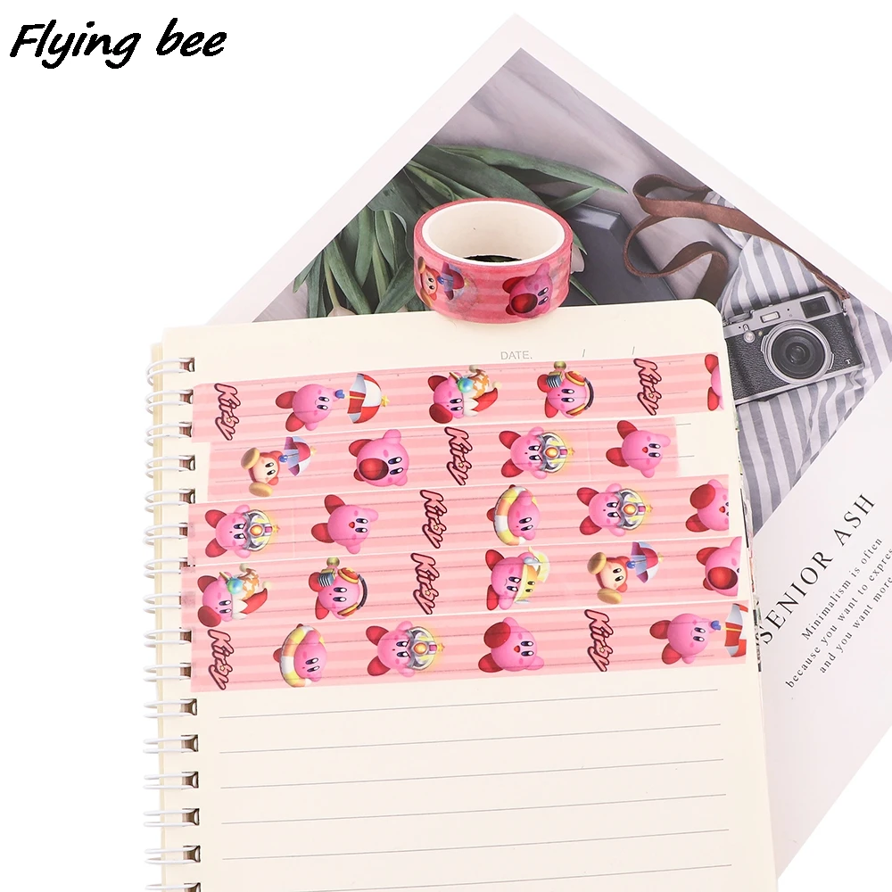

Flyingbee 15mmX5m R1880 Cartoon Pink Washi Tapes Life Stationery Decorative Adhesive Scrapbooking DIY Paper School Supply X1822