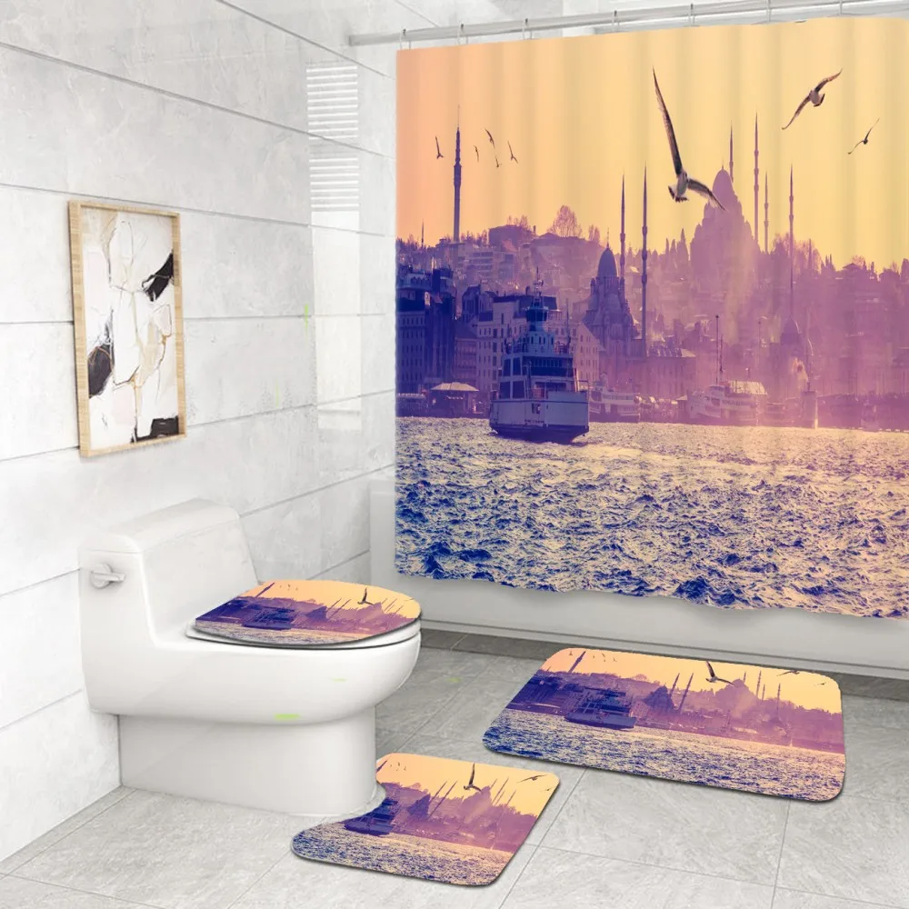 Современный стиль набор декора для ванной комнаты 4 шт. натуральный вид полиэстер