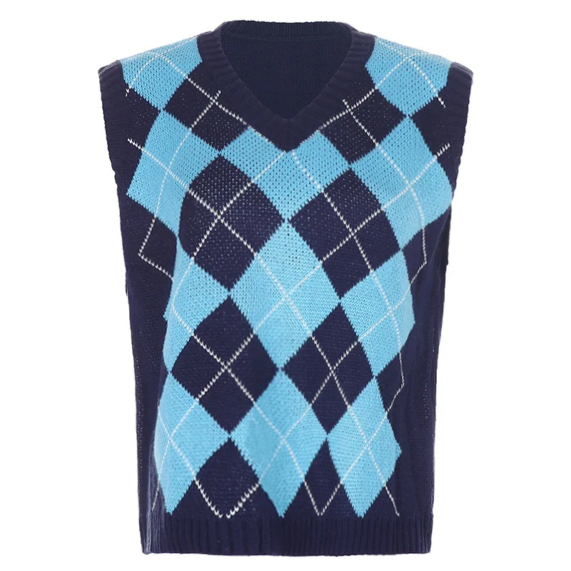 

Women V-neck Sweater Vest Preppy Style Solid Knitted Sleeveless Sweater Female 2020 Autumn Winter Casual Loose Pullover Jumper