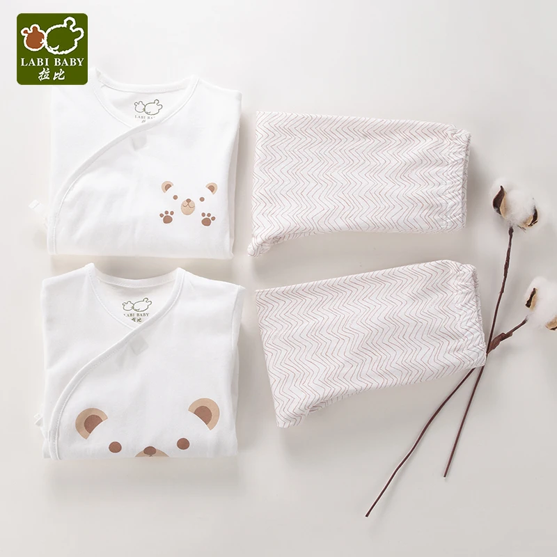 Пижамный комплект для новорожденных из 2 предметов с халатиком хлопковая одежда