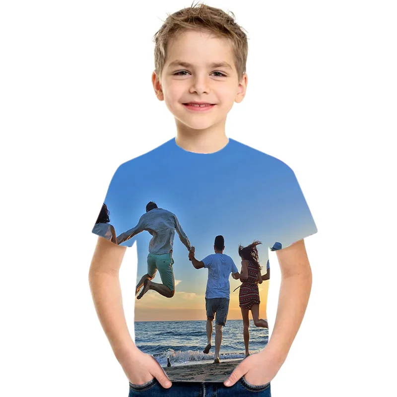 

2021 Summer New Children's T-Shirt 3D Printing Parent-Child Pattern Fun Short-Sleeved Cartoon Casual Sports Boy And Girl T-Shirt