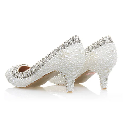 Анти-скольжение банкетные туфли в стиле Принцесса платье со стразами и жемчугом
