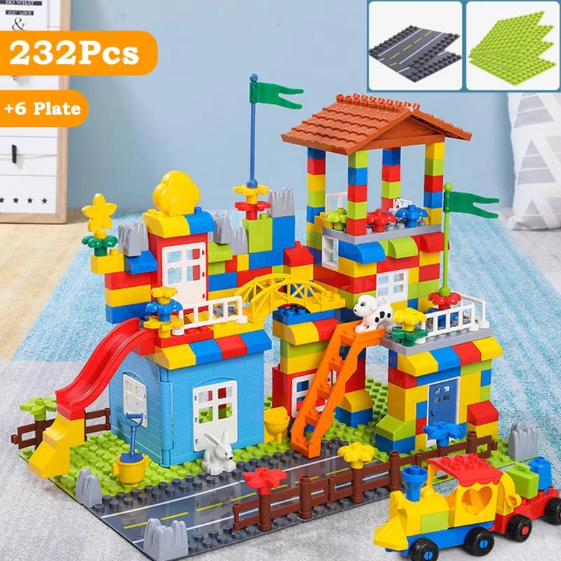 Строительные блоки для дома и замка игрушки детей большие детали гоночный бег