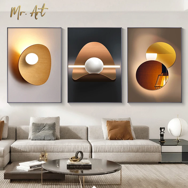 

Abstract Gold Geometric Posters Nordic Orange Canvas Art Painting Home Decor Wall Art Luxury Print LivingRoom Minimalism Picture