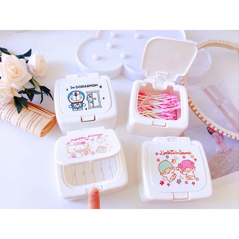 

Kawaii Sanrios Anime Kuromi Melody Cinnamoroll Travel Jewelry Removable Storage Box Girl Portable Earrings Storage Ring Box Gift