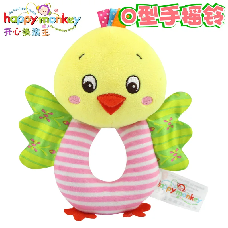Chick HAPPY MONKEY baby toys O-type bells early education puzzle plush toys baby hand bell WJ534 - Цвет: Chick