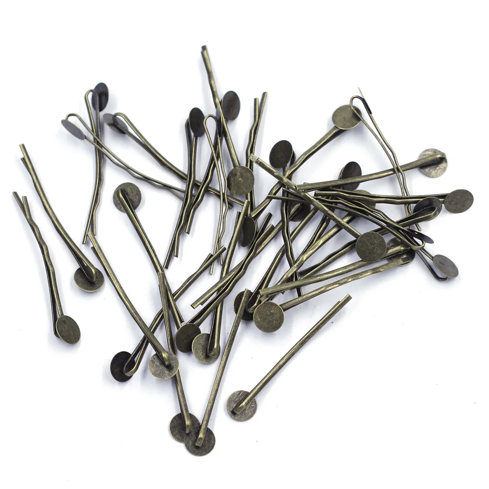 500Pcs Hair Clips Barrettes Disc Classic Alloy Bobby Pins Bronze Tone Jewelry DIY Findings 44x8mm