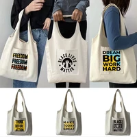 women%e2%80%98s shopper shopping bags female canvas commuter student vest bag make today great pattern word handbags eco tote bag