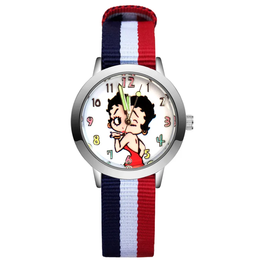 

Children's Cute Cartoon Style Watch Student Boy Girl Leather Nylon Steel Strap Quartz Wrist Watches JA86