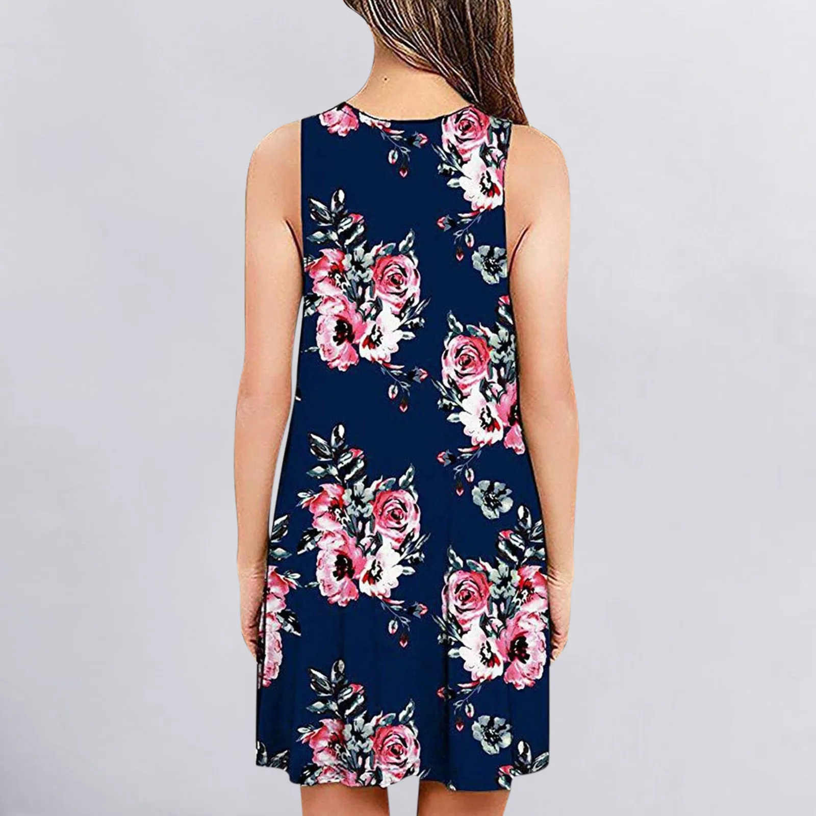 

Women Summer Dress Beach Floral V Neck Sundress Sleeveless Casual Tank Dress Sexy Party Dress Loose Vestidos
