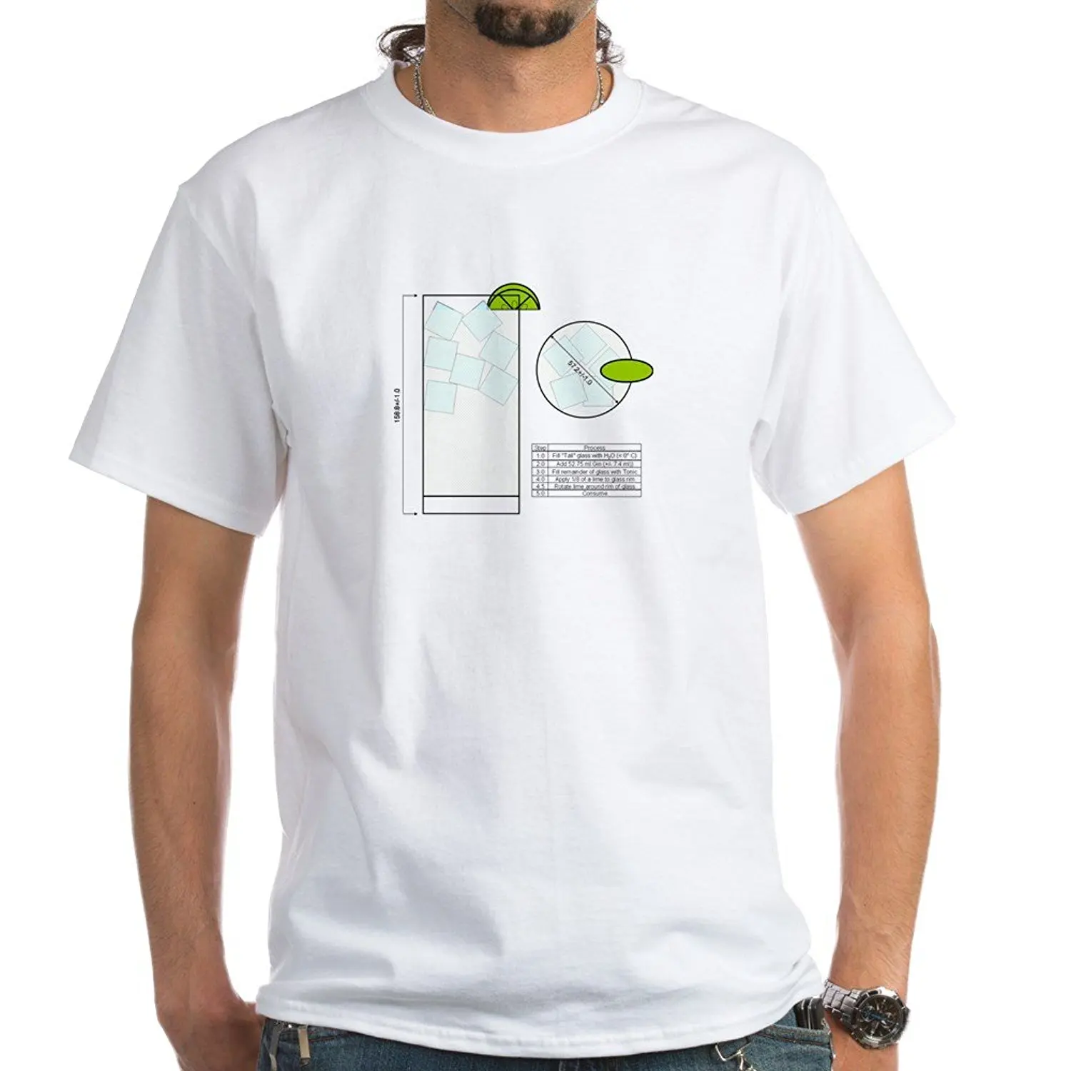 

Gin Tonic Engineering Drawing2.PNG T-Shirt - 100% Cotton T-Shirt, White