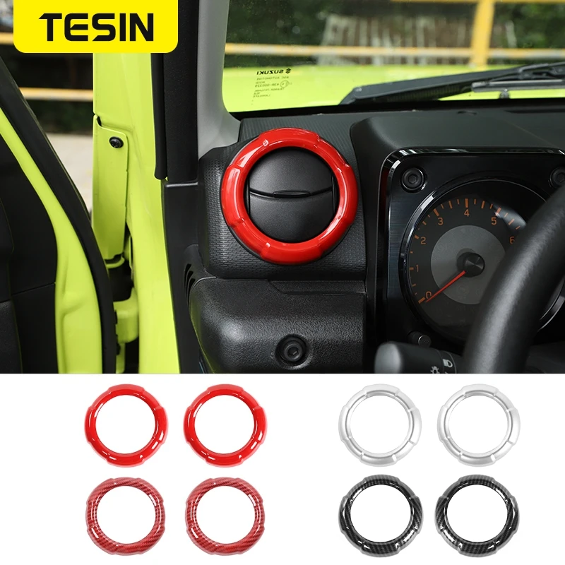 

TESIN ABS Car Air Conditioning Vent Outlet Decoration Ring Stickers for Suzuki Jimny 2019 2020 2021 Car Interior Accessories