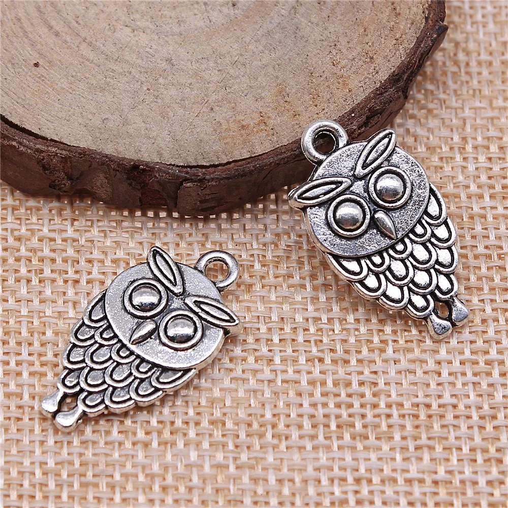 

free shipping 21pcs 27x14mm antique silver Owl one side charms diy retro jewelry fit Earring keychain hair card pendant